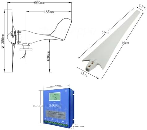 3000W Wind Turbine Generator Kit with 300W Solar Panel & MPPT Controller, 12V/24V/48V Hybrid Power System for Off-Grid Home & Street Lighting Solutions