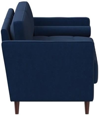 Studio Living® Lexington 75.6' Sofa, Mid-Century Modern, Pocket Coil Comfort, Easy Assembly, Woven Fabric, Navy Blue