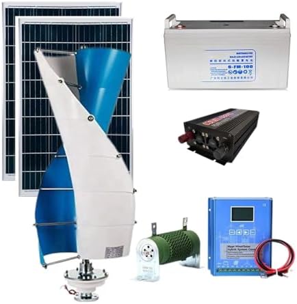 3000W Wind Turbine Generator Kit with 100W Solar Panels (2) + 12V 100AH Battery + 4000W Inverter & Charge Controller for Home, Boat, Outdoor Use - 12V/24V/48V System
