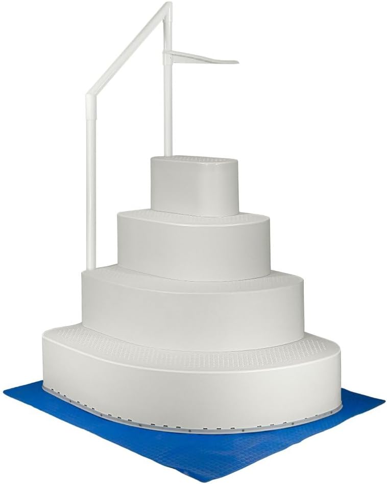 Aqua Select Resin Pool Steps for Above Ground Pools | Oyster Shell White | Heavy-Duty ABS Construction | 350 lb Capacity, Non-Slip Step Treads, & Handrail | Includes Liner Guard | No Weights Needed