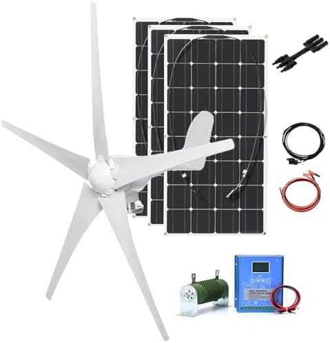 3000W Wind Turbine Generator Kit with 300W Solar Panel & MPPT Controller, 12V/24V/48V Hybrid Power System for Off-Grid Home & Street Lighting Solutions