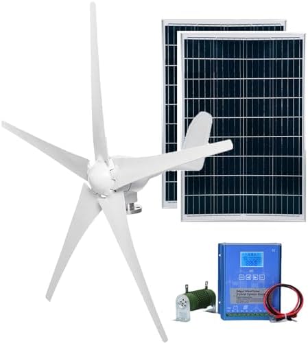 3000W Wind Turbine Generator Kit with 200W Solar Panel & MPPT Controller for 12V 24V 48V Systems - Ideal for Home Power Supply, Street Lighting & Off-Grid Projects