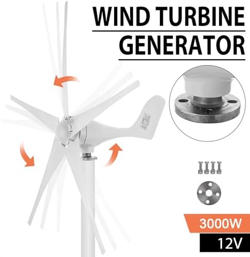 3000W Wind Turbine Generator Kit with 200W Solar Panel & MPPT Controller - 12V/24V/48V Hybrid Power System for Off-Grid Homes, Street Lighting & Renewable Energy Projects