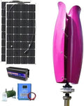 3KW Wind Turbine Generator Kit - 12V/24V/48V Vertical Axis Windmill + 2x100W Solar Panels + 3000W Inverter - Eco-Friendly Wind-Solar Hybrid Power System (White)