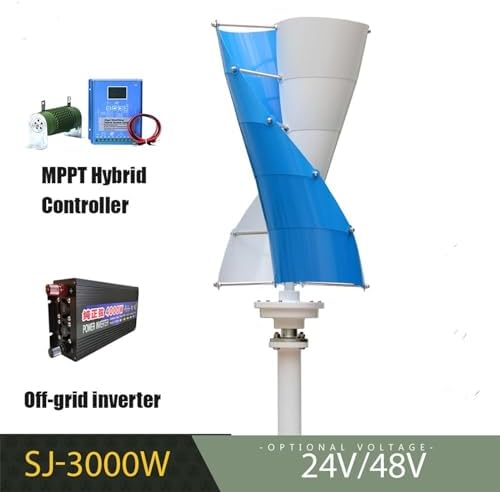 3000W Wind Turbine Generator Kit with 100W Solar Panels (2) + 12V 100AH Battery + 4000W Inverter & Charge Controller for Home, Boat, Outdoor Use - 12V/24V/48V System