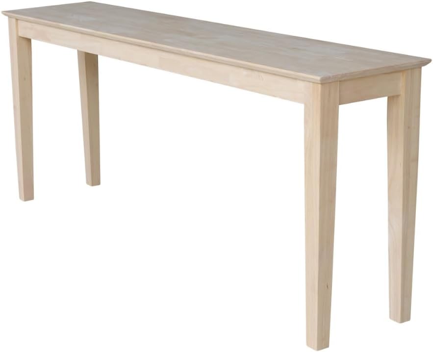 International Concepts Shaker Console Sofa Table, Entryway, 72-Inch Long, Solid Parawood, Unfinished