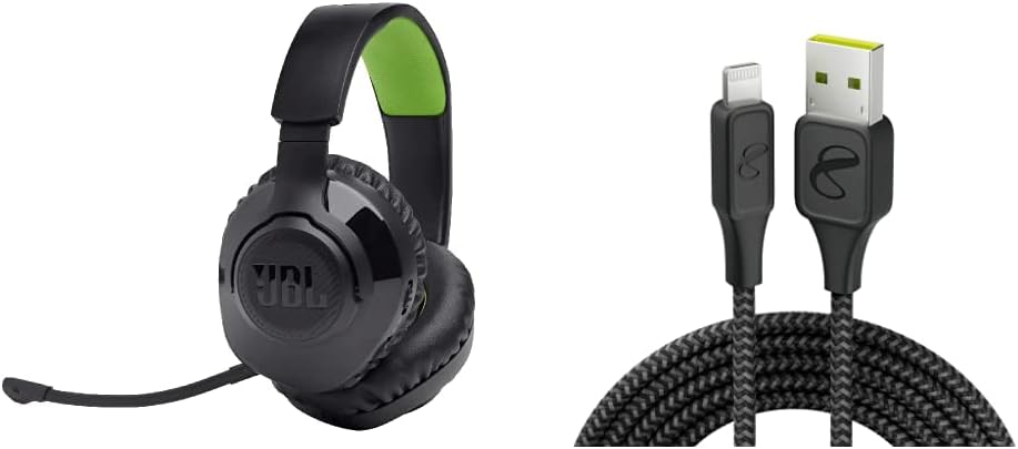 JBL Quantum 360X Wireless - Gaming Headset for Xbox (Black) and InfinityLab InstantConnect USB-A to Lightning -Charging Cable for iPhone and iPad - Black