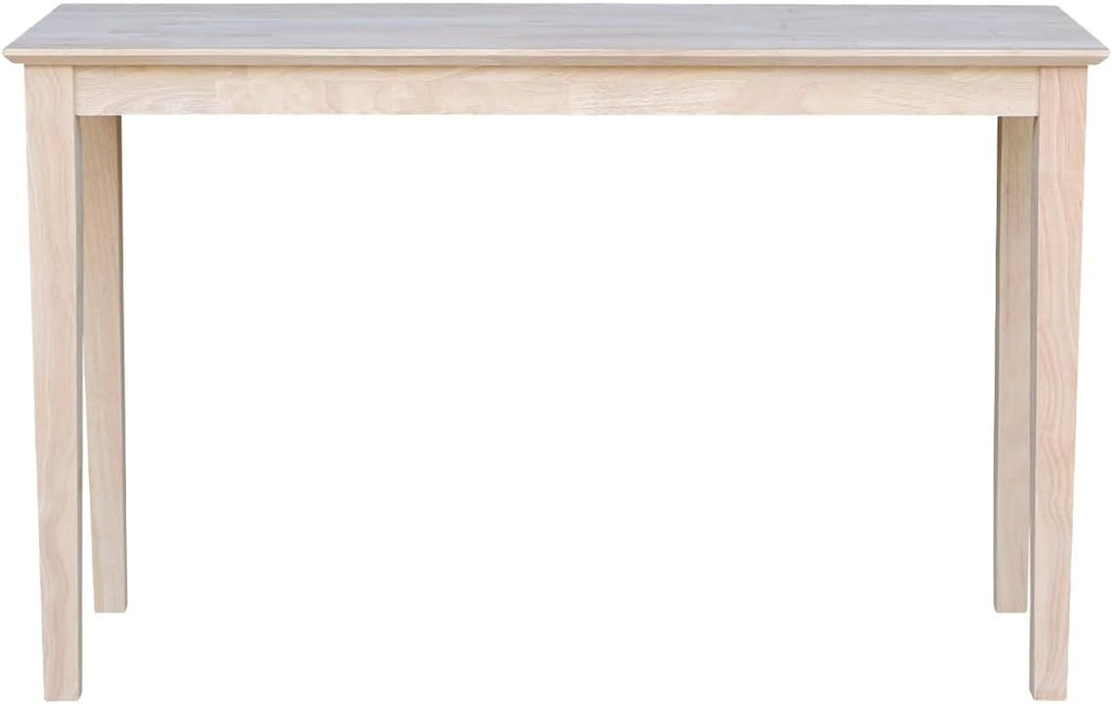 International Concepts Shaker Console Table, 48-Inch Long, Solid Parawood, Unfinished