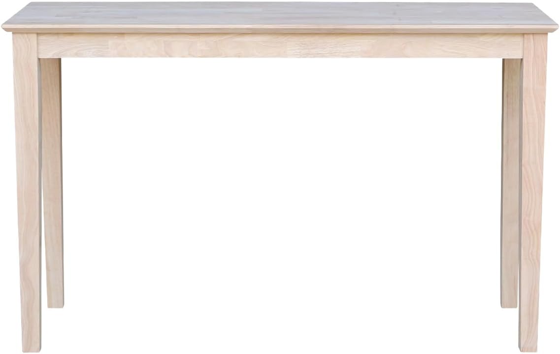 International Concepts Shaker Console Table, 48-Inch Long, Solid Parawood, Unfinished