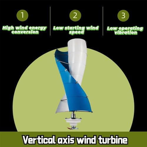 3000W Wind Turbine Generator Kit - Vertical Axis Windmill with 300W Solar Panel & Controller for Home Use - 12V/24V/48V/96V/120V Free Energy, Three Phase Power Solution