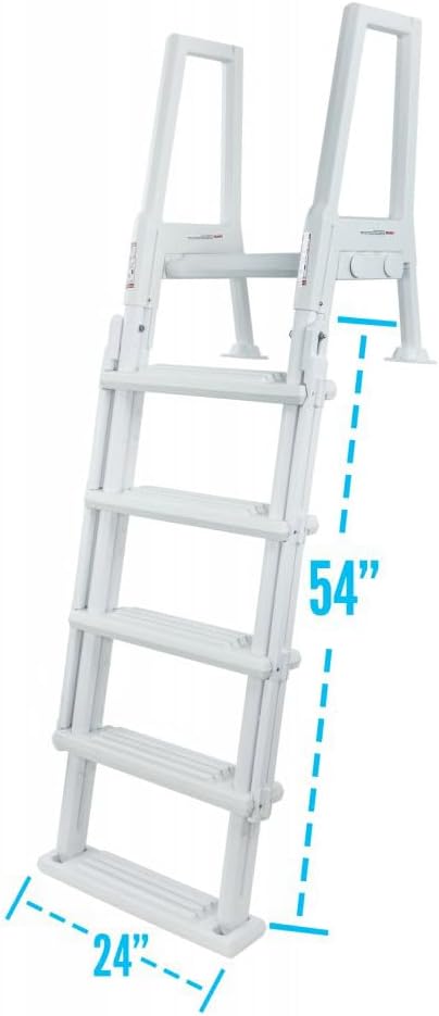 Aqua Select Everest in Pool Step and Outside Flip Up Ladder System | White | for Above Ground Swimming Pools | Wide Steps for Added Stability | Safety Stairs Capacity Up to 350 lbs