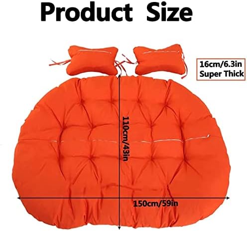 Replacement Double Egg Chair Cushion Outdoor Patio Wicker Loveseat Hanging Swing Egg Chairs for 2 Persons Ideal for Patio Backyard Balcony - Hammock Swing Chair Cushion