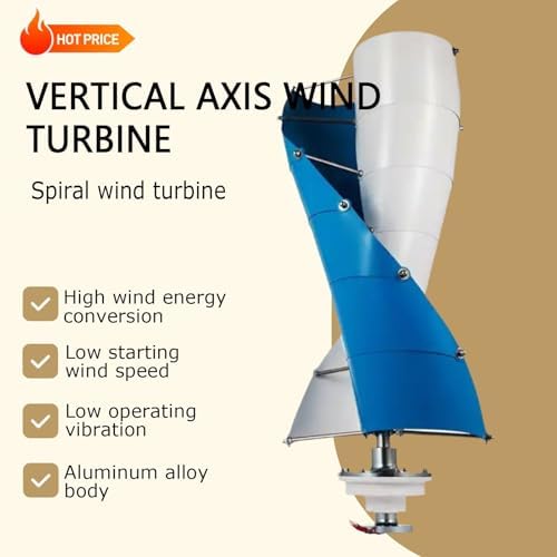3000W Vertical Axis Wind Turbine Generator Kit with 300W Solar Panel & Controller - 12V 24V 48V 96V 120V Free Energy Solution for Home Use, Three Phase Windmill