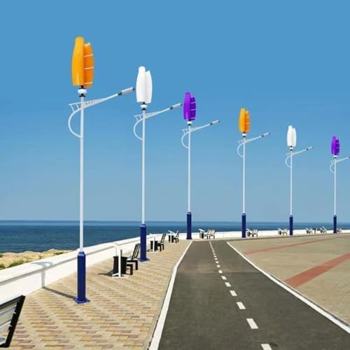 3KW Wind Turbine Generator Kit - 12V/24V/48V Vertical Axis Windmill + 2x100W Solar Panels + 3000W Inverter - Eco-Friendly Wind-Solar Hybrid Power System (White)