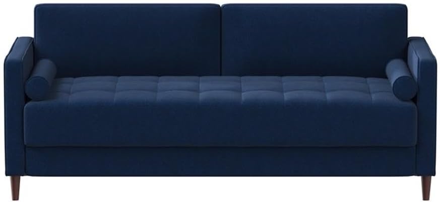 Studio Living® Lexington 75.6' Sofa, Mid-Century Modern, Pocket Coil Comfort, Easy Assembly, Woven Fabric, Navy Blue