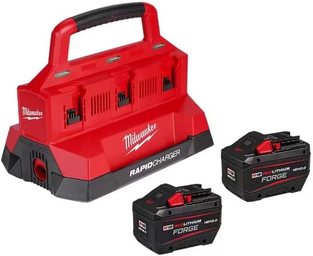 M18 18V Lithium-Ion REDLITHIUM Forge Starter Kit with Two 12.0 Ah Battery Pack and PACKOUT 6-Port Rapid Charger