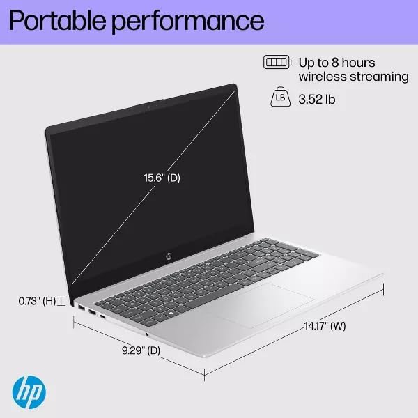 HP 2025 Laptop | 15-FD000 | 15.6' 1920 x 1080 Touch | Intel-10 Core i5-1334U | Intel Iris Xe Graphics |16GB DDR4 | 1TB SSD | Windows 11 Home | Wi-Fi 6 - Bluetooth 5.3-720p HD Camera - Silver