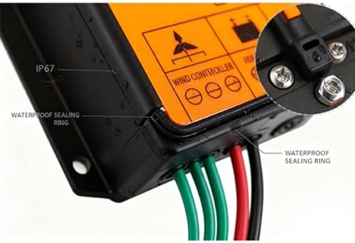 12V/24V/48V Waterproof Wind Charge Controller, 100-3000W Solar Generator Regulator for Wind Turbines, IP67 Black Solar Power Management System