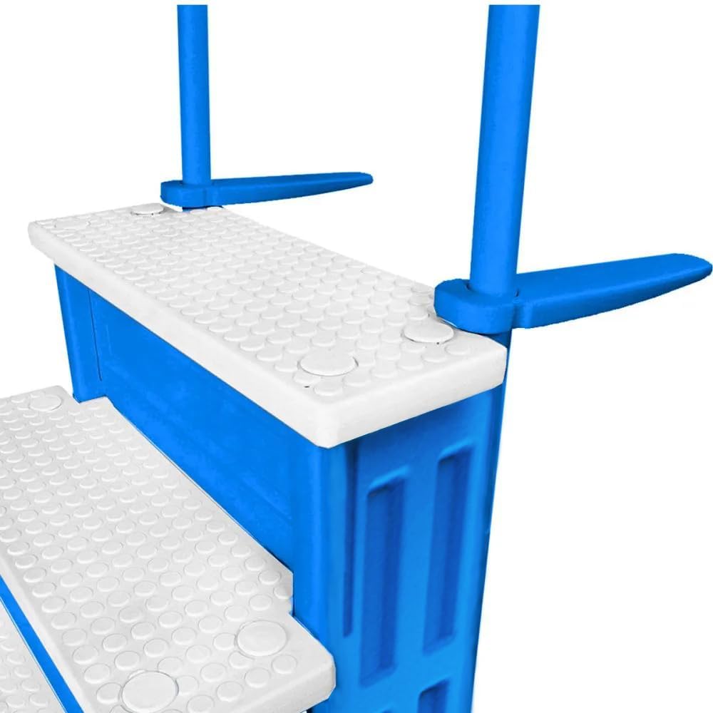 Aqua Select Anti-Slip in-Pool Steps | Blue/White Steps | for Above Ground Swimming Pools | Can Mount to Decks 48' to 54' H | Safety Stairs Capacity Up to 350 lbs