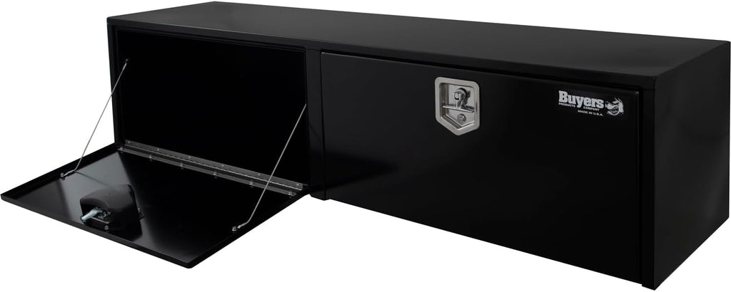 Buyers Products 1702325 Black Steel Underbody Truck Tool Box – 18 x 18 x 72 Inch - Truck Bed & Underbelly RV Storage Box, Locking T-Latch, Weather-Resistant, Heavy-Duty Flatbed Job Box, Made in USA