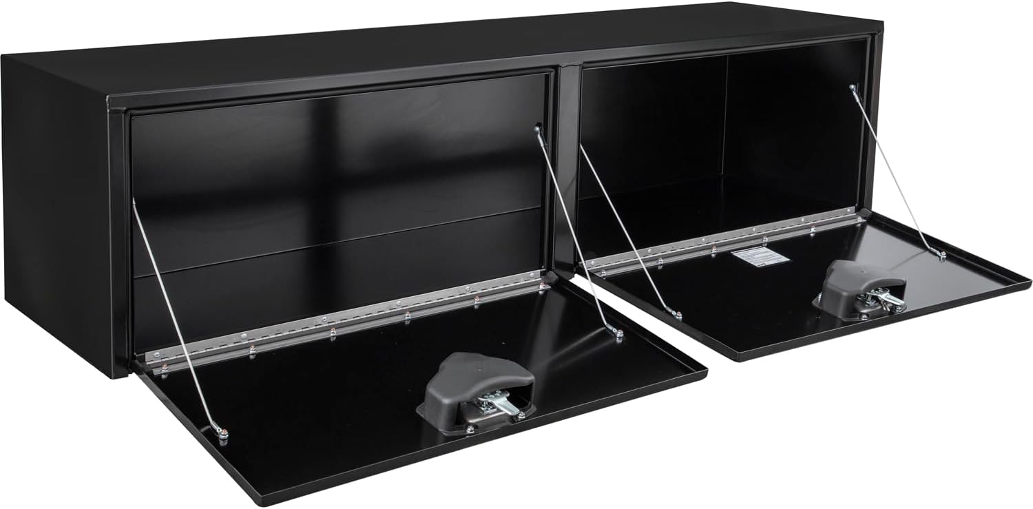 Buyers Products 1704320 Black Steel Underbody Truck Tool Box – 24 x 24 x 72 Inch - Truck Bed & Underbelly RV Storage Box, Locking T-Latch, Weather-Resistant, Heavy-Duty Flatbed Job Box, Made in USA