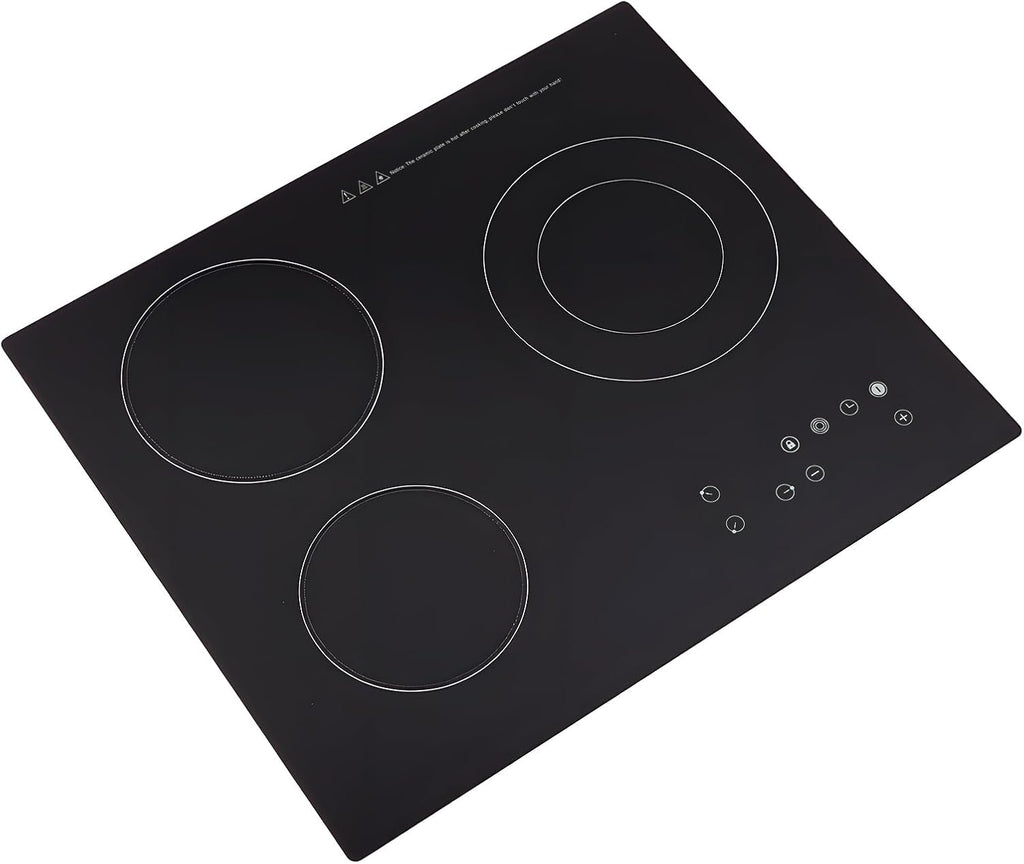 Electric Ceramic Cooktop, 24inch 3 Burners Electric Cooktop with Time Adjustable Function 9 Heating Levels Electric Stove Top