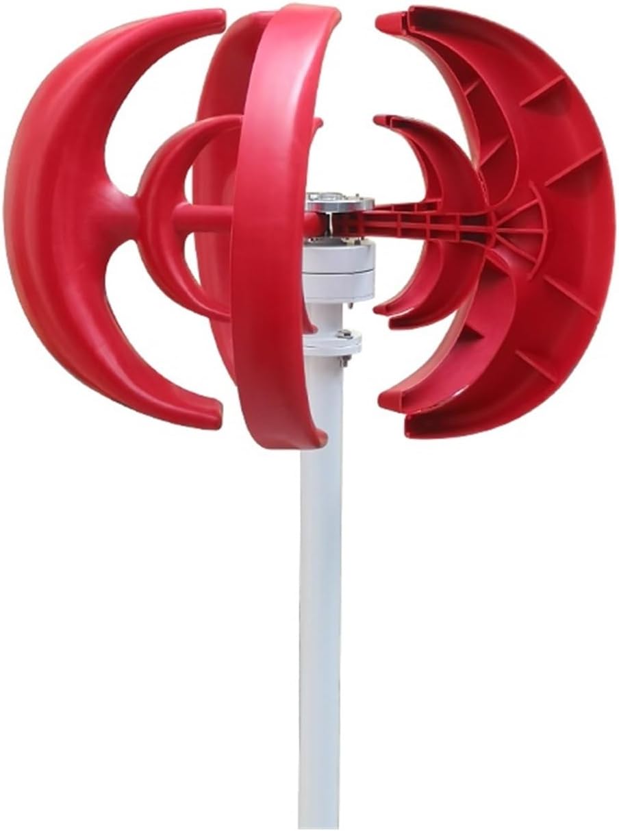 Windmill Generator, 3000W Vertical Wind Turbine 12V 24V 48V Small Windmill Free Energy Household Farm Low Wind Speed Starting Wind Turbines (Color : Rojo, Size : 24V), 1005005499878427