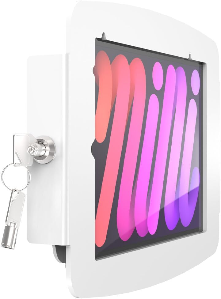 Compulocks iPad mini 8.3' Space Enclosure - Secure Core Counter Stand or Wall Mount, White - Perfect for Retail, Kiosks, & Displays - Durable, Sleek Design