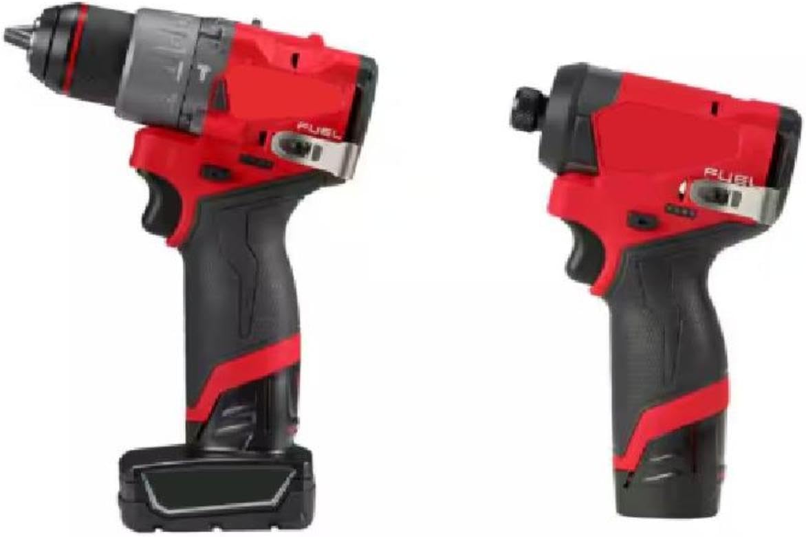 For Milwaukee 3497-22 M12 FUEL 12-Volt Lithium-Ion Brushless Cordless Hammer Drill and Impact Driver Combo Kit w/2 and Bag (2-Tool)