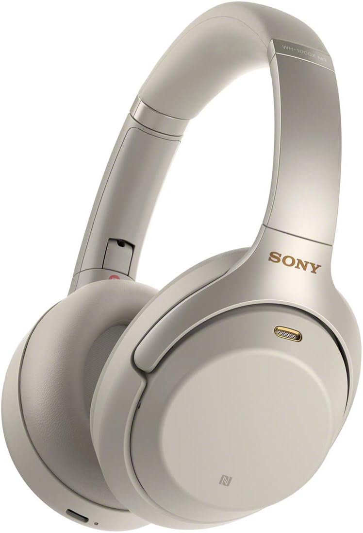 Sony WH1000XM3 Noise Cancelling Headphones : Wireless Bluetooth Over the Ear Headset – Silver (2018 Version)
