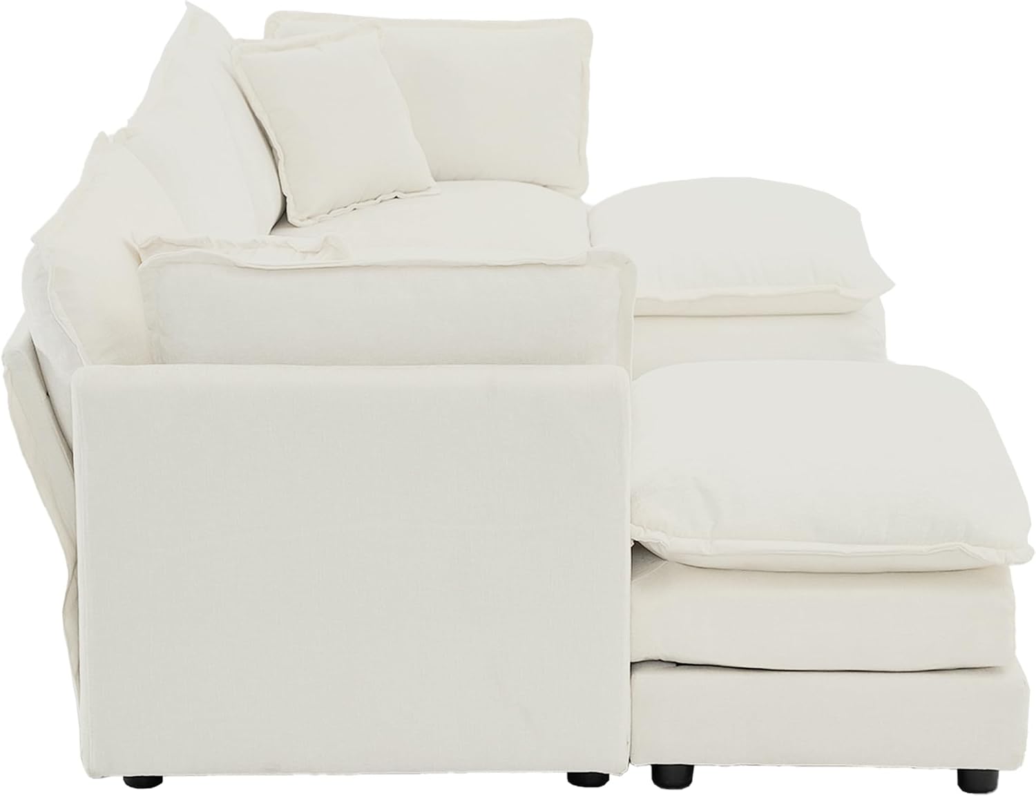 GNIXUU 111.5' Oversized Modular Sectional Sofa, Comfy Cloud Couch for Living Room, Modern Chenille Large Deep Seat U Shaped Couch with Reversible Chaise & Cushions(6 Seater, Beige White)