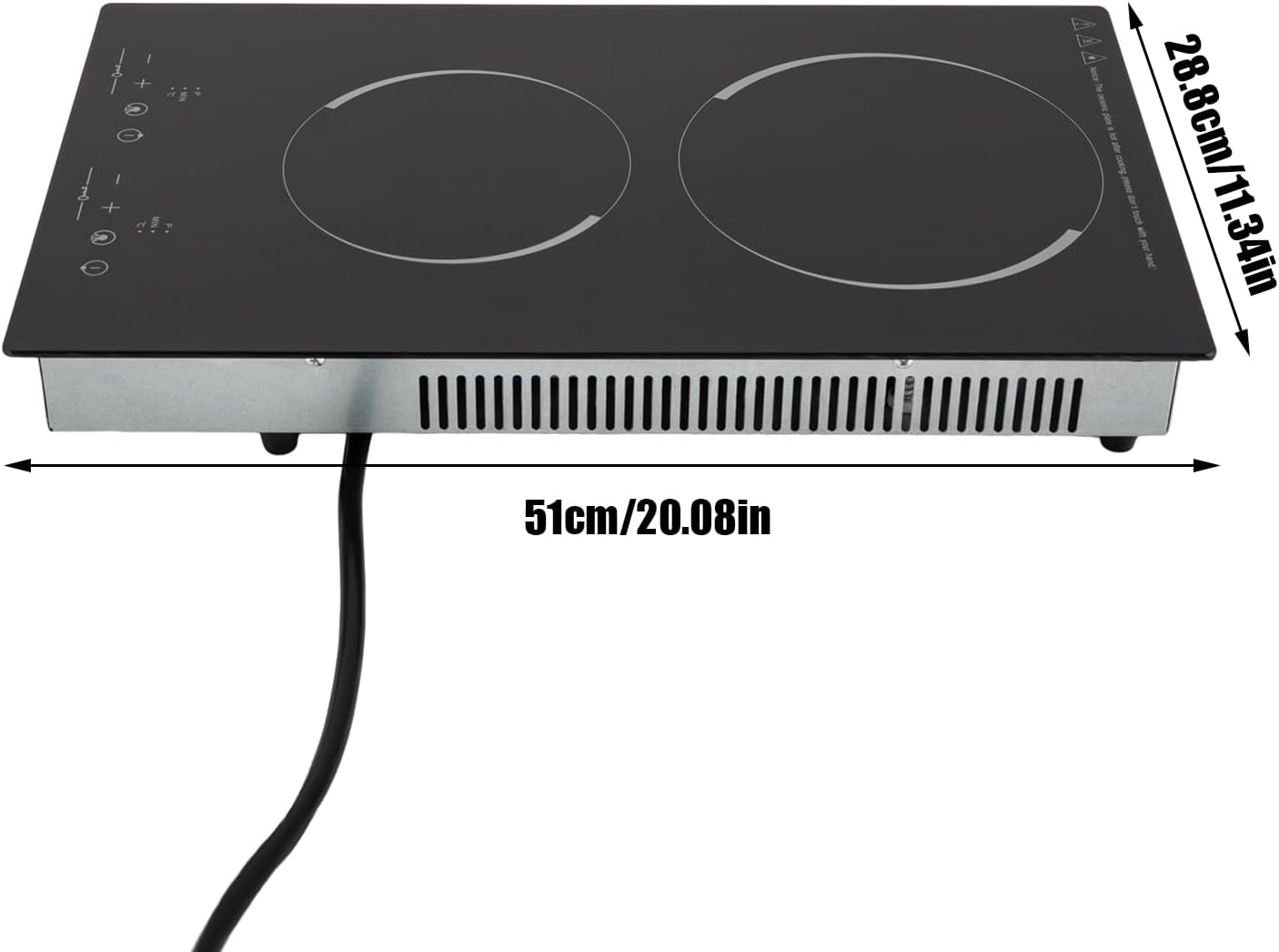 Electric Ceramic Cooktop 2 Burner, 1500W Induction Cooktop with 9 Power Levels, 140-482°F Temp Control & 120min Timer, Countertop Burner for All Pots, Black