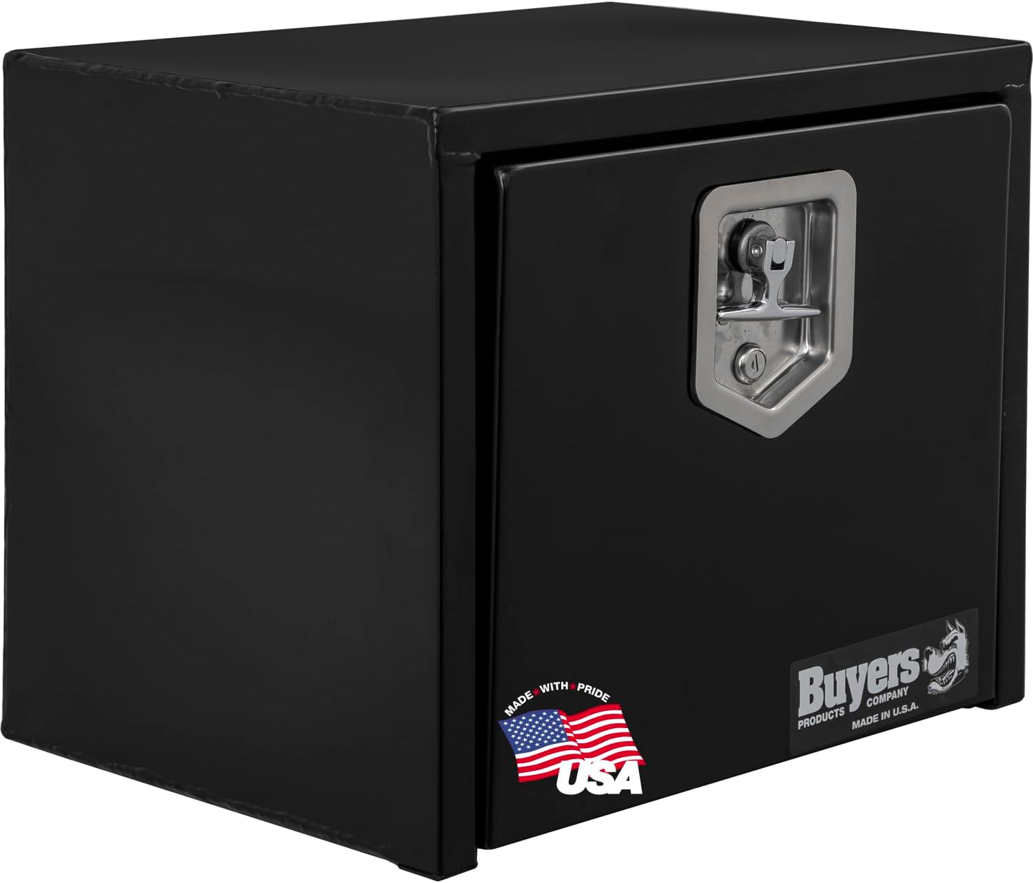 Buyers Products 1703321 Black Steel Underbody Truck Tool Box – 15 x 13 x 18 Inch - Truck Bed & Underbelly RV Storage Box, Locking T-Latch, Weather-Resistant, Heavy-Duty Flatbed Job Box, Made in USA
