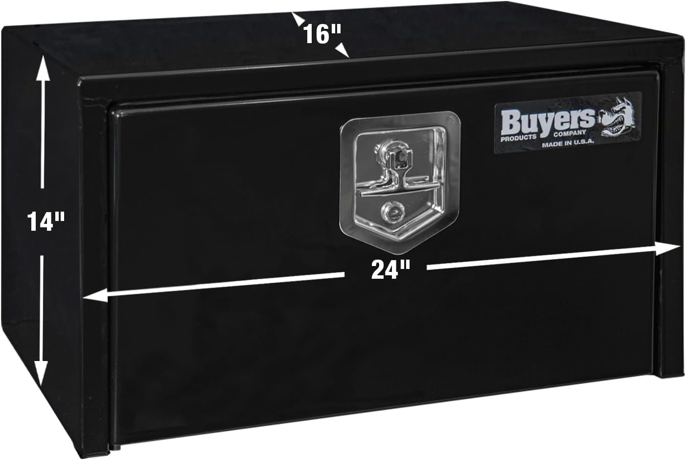 Buyers Products 1703300 Black Steel Underbody Truck Tool Box – 14 x 16 x 24 Inch - Truck Bed & Underbelly RV Storage Box, Locking T-Latch, Weather-Resistant, Heavy-Duty Flatbed Job Box, Made in USA