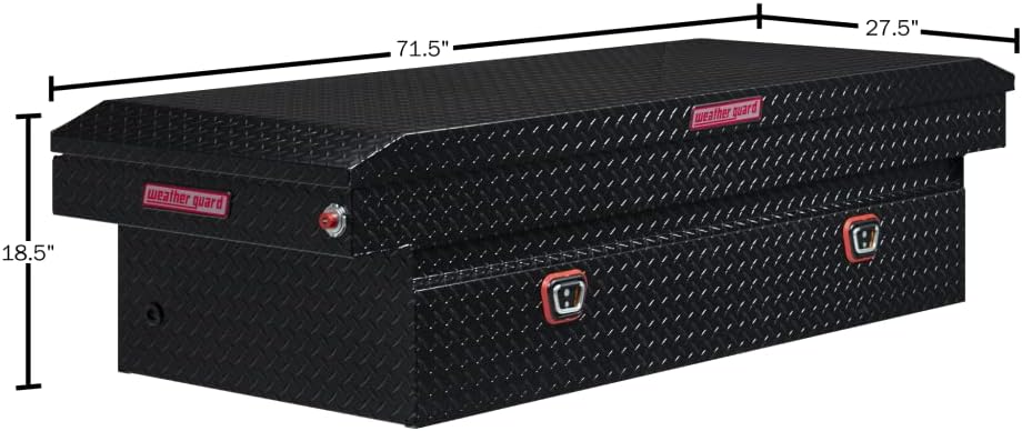 Weather Guard Saddle Truck Tool Box Aluminum Full Extra Wide Gloss Black