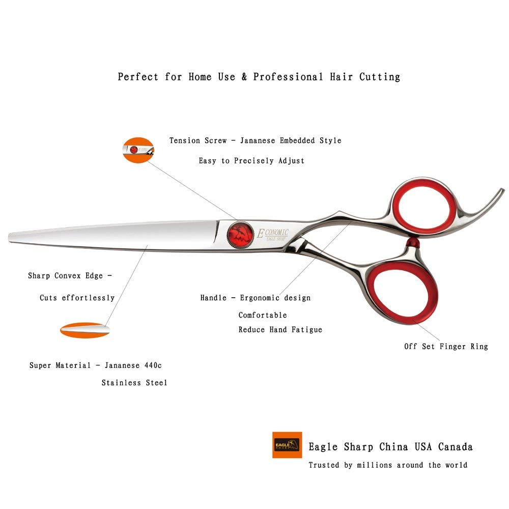 Professional 6.0-inch Shears Cutting &Thinning Scissors Kit Convex Edge Hairdressing Scissors Set 440C Steel Stainless Japanese Process with Free Fine Orange Leather Case
