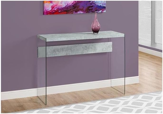 Monarch specialties , Console Sofa Table, Tempered Glass, Glossy White, 44'L