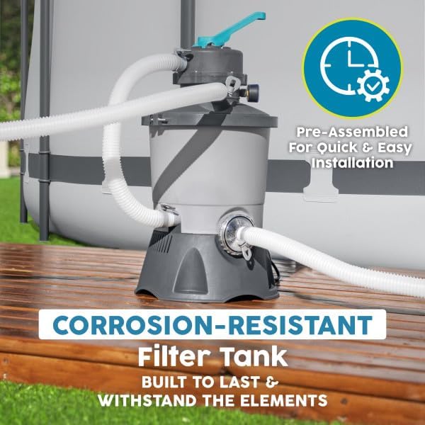 Bestway 950 Gallon Sand Filter Pool Pump for 300 to 4,800 Gallon Above Ground Outdoor Swimming Pools with Pre-Filter Strainer for Clean Water