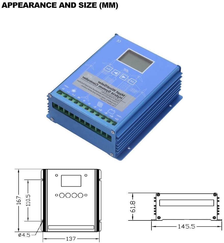 QIANG Off Grid with Unloader Hybrid Wind Solar Controller Auto 12v 24v 48v Battery Mppt Charge Boost Float of Wind Turbine Generator Solar Panel Home Street Light Controller 10000W-48V