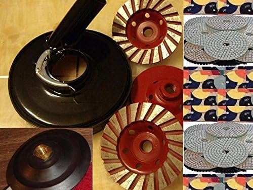 5 Inch 125mm 5' Metal Dust Shroud 5 Cup Wheel 5 Inch Polishing Pad 35 Pieces Concrete Stone Marble fits makita dewalt secco hardin damo buddy polisher grinder