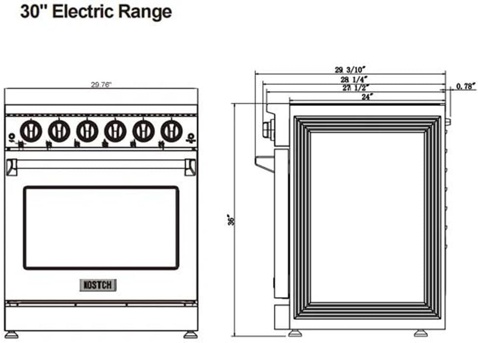 KOSTCH 30 inch Professional Electric Range with 5 Heating Elements Cooktop, 4.55 Cu. Ft. Convection Oven Capacity, Smooth Glass Top, in Stainless Steel, KOS-30RE06H (Stainless Steel)