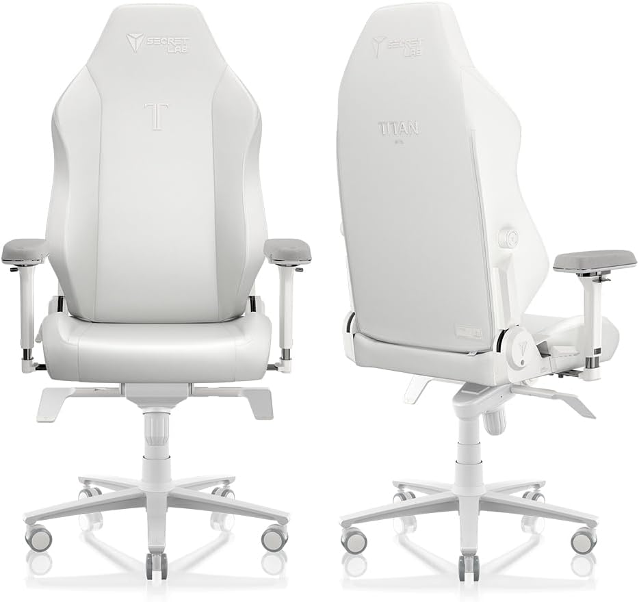 Secretlab Titan Evo NanoGen Pure White Gaming Chair - Recling - Ergonomic & Comfortable Computer Chair with 4D armrests - Magnetic Head Pillow & 4-Way Lumbar Support - Leatherette