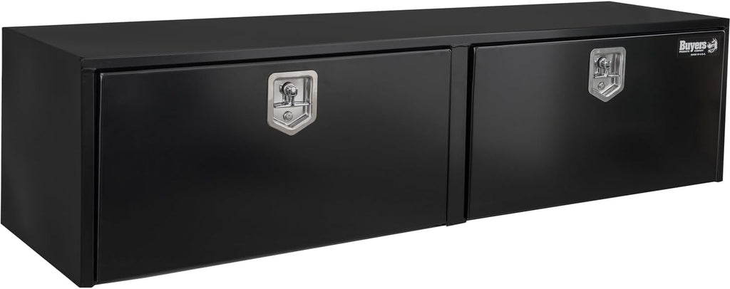 Buyers Products 1704320 Black Steel Underbody Truck Tool Box – 24 x 24 x 72 Inch - Truck Bed & Underbelly RV Storage Box, Locking T-Latch, Weather-Resistant, Heavy-Duty Flatbed Job Box, Made in USA