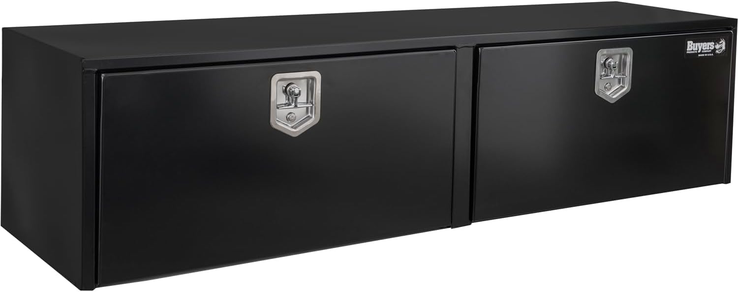 Buyers Products 1704320 Black Steel Underbody Truck Tool Box – 24 x 24 x 72 Inch - Truck Bed & Underbelly RV Storage Box, Locking T-Latch, Weather-Resistant, Heavy-Duty Flatbed Job Box, Made in USA