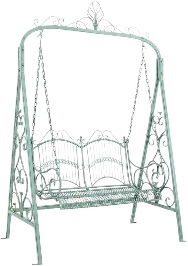 Patio Benches Outdoor Rustic Vintage Iron Swing Chair for Garden Balcony Patio Decorative Hanging Double Rocking Garden Bench