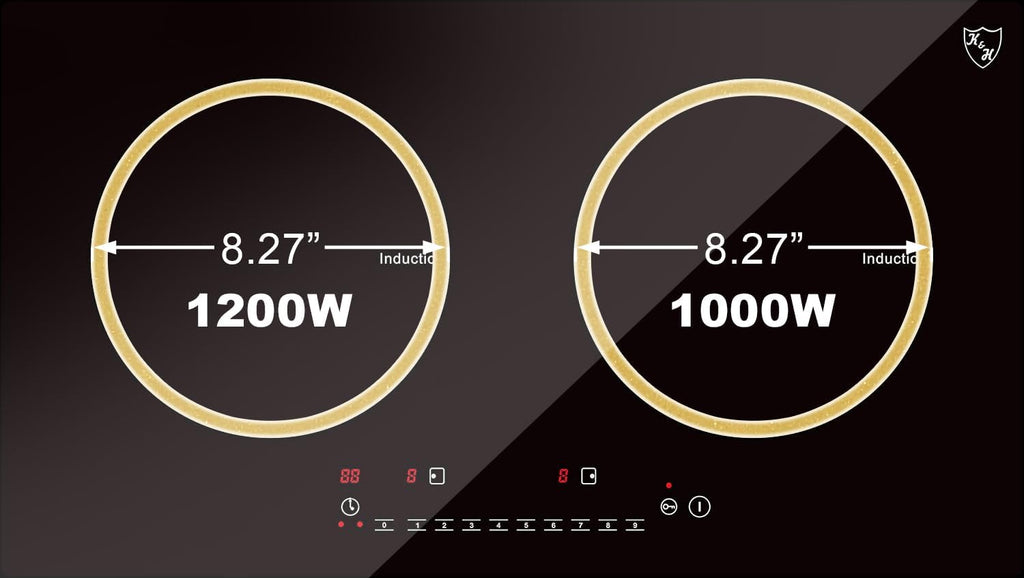 K&H 2 Burner Dual Double 24 Inch Built-in Induction Electric Stove Top Ceramic Cooktop 120V 1800W INDH-1802-120Hx