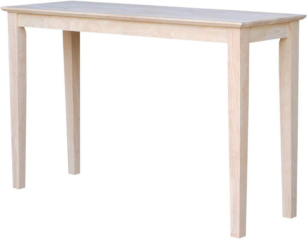 International Concepts Shaker Console Table, 48-Inch Long, Solid Parawood, Unfinished