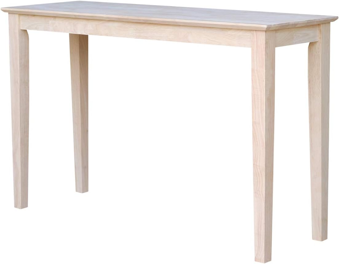 International Concepts Shaker Console Table, 48-Inch Long, Solid Parawood, Unfinished