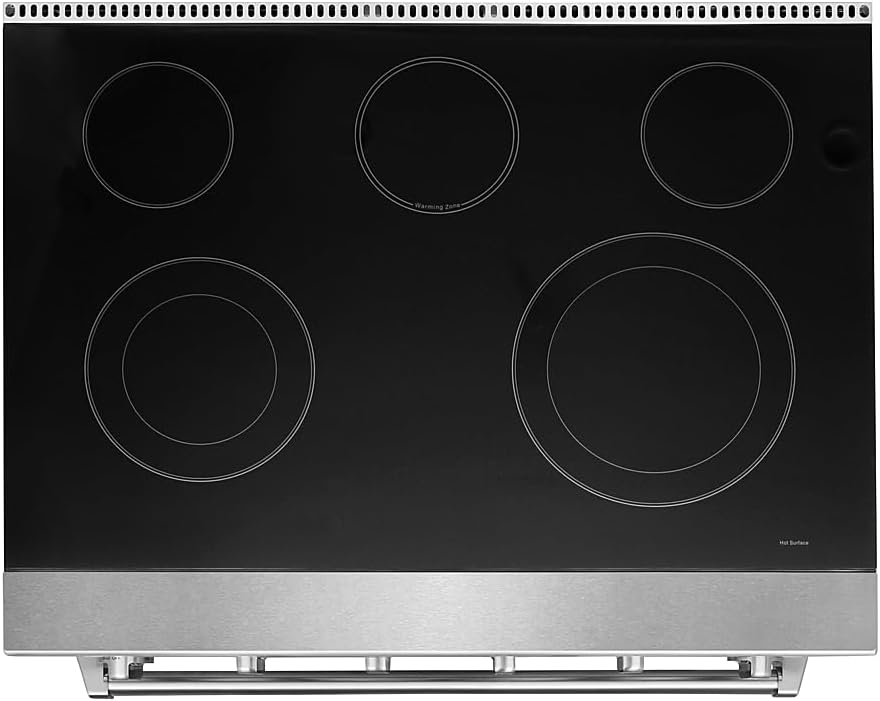 KOSTCH 30 inch Professional Electric Range with 5 Heating Elements Cooktop, 4.55 Cu. Ft. Convection Oven Capacity, Smooth Glass Top, in Stainless Steel, KOS-30RE06H (White)