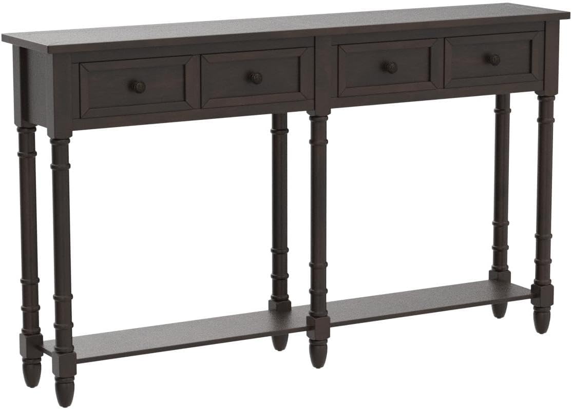 Merax Console Table Sofa Table with Two Storage Drawers and Bottom Shelf for Living Room, Entryway, Easy Assembly (Espresso)